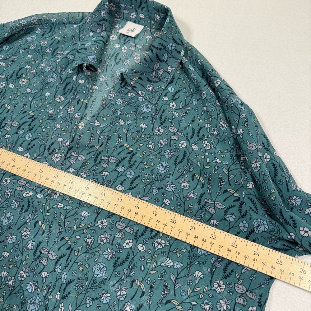 CAbi 3761 Chase Field of Flowers Blouse M Semi Sheer V-Neck Long Sleeve floral - Picture 3 of 6